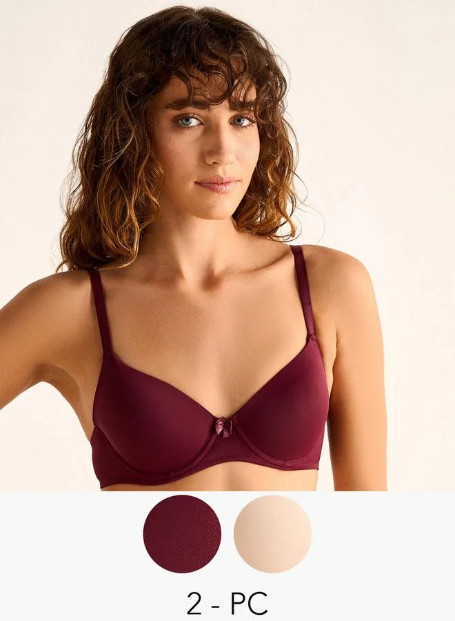 Splash FAV Set of 2 - Wired Demi Bra with Hook and Eye Closure