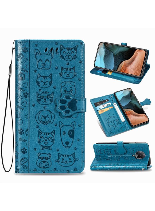 The Bros Case For Xiaomi Redmi K30 Pro Cute Cat and Dog Embossed Horizontal Flip Leather Case with Bracket / Card Slot / Wallet / Lanyard