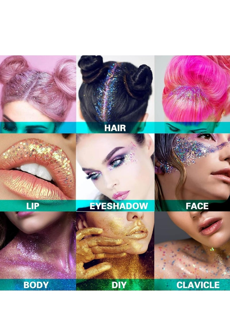 Silver Body Glitter Stick - Waterproof Face & Hair Glitter Gel for Festivals, Rave & Pride | Holographic Mermaid Chunky Glitter Makeup | Sparkling Sequin Face Paint for Women & Kids - Image 5