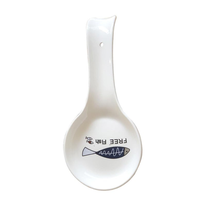Ceramic Spoon Rest With Fish Design Kitchen Utensil Holder For Stove And Table - Image 2