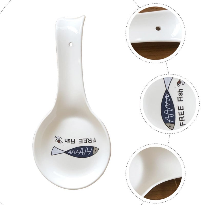 Ceramic Spoon Rest With Fish Design Kitchen Utensil Holder For Stove And Table - Image 4
