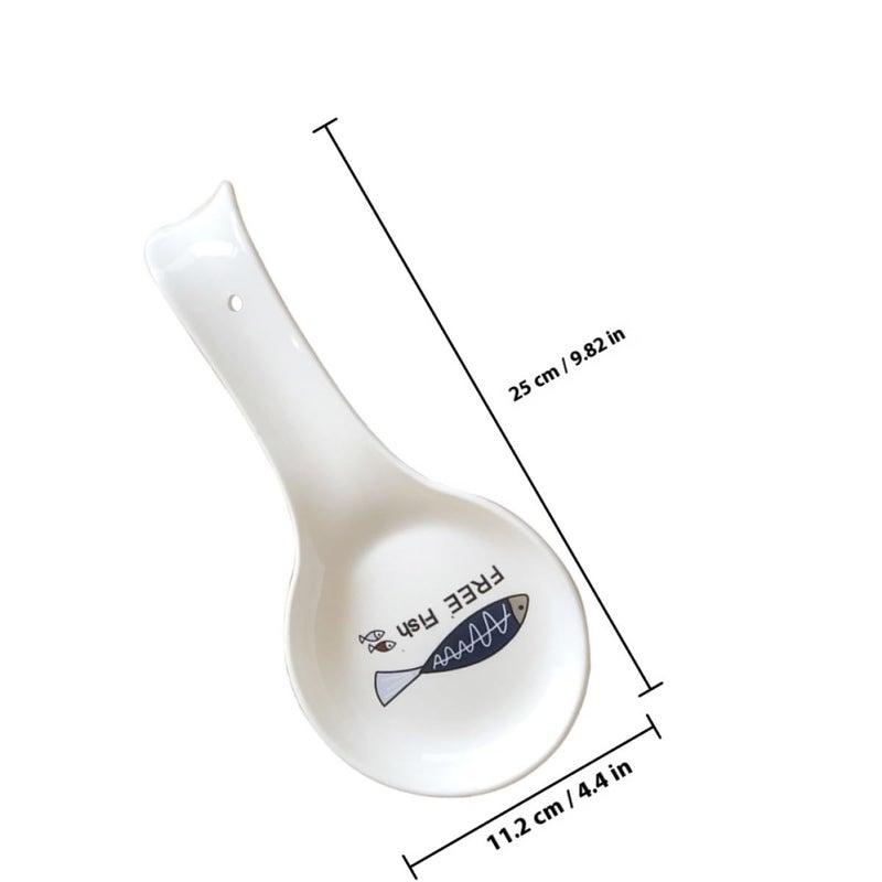 Ceramic Spoon Rest With Fish Design Kitchen Utensil Holder For Stove And Table - Image 3