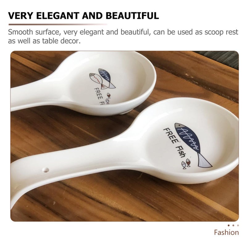 Ceramic Spoon Rest With Fish Design Kitchen Utensil Holder For Stove And Table - Image 5