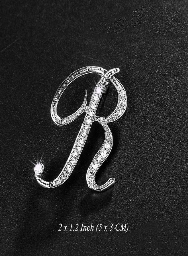 ETHOON Letter Brooch Pins Initial Personalized Crystal Rhinestone Brooches Letter Crafts Ornaments Gifts for Christmas Stocking Silvery R - Image 2