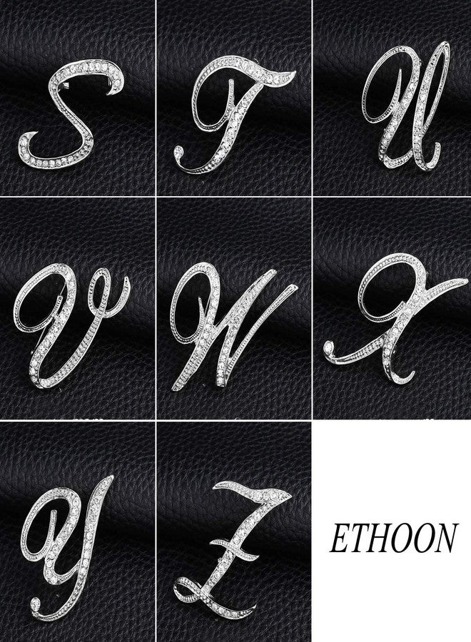 ETHOON Letter Brooch Pins Initial Personalized Crystal Rhinestone Brooches Letter Crafts Ornaments Gifts for Christmas Stocking Silvery R - Image 5