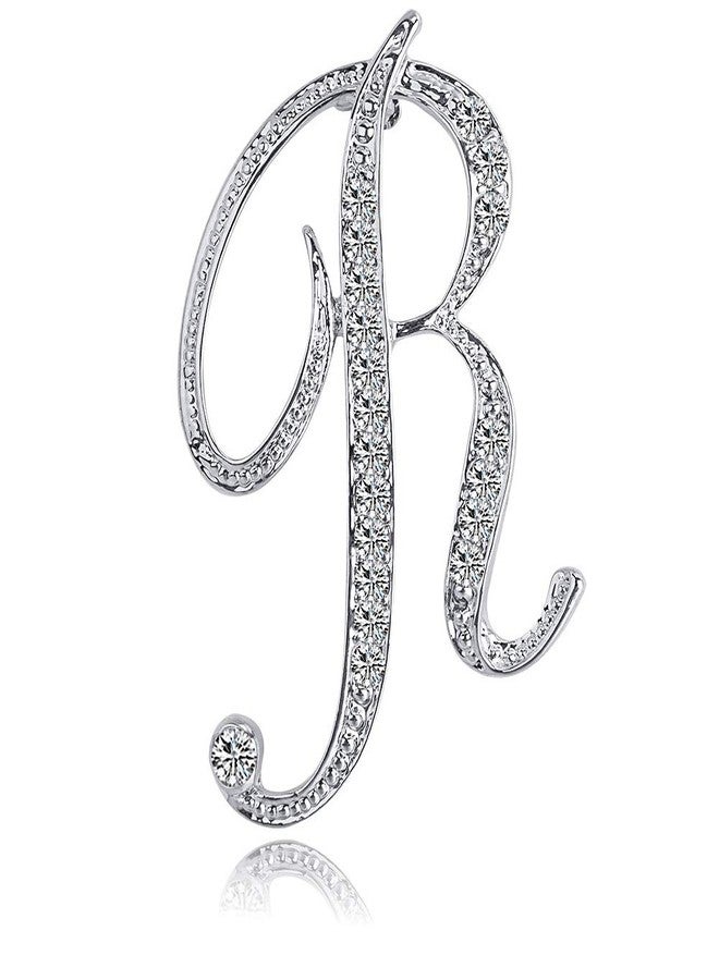 ETHOON Letter Brooch Pins Initial Personalized Crystal Rhinestone Brooches Letter Crafts Ornaments Gifts for Christmas Stocking Silvery R - Image 1