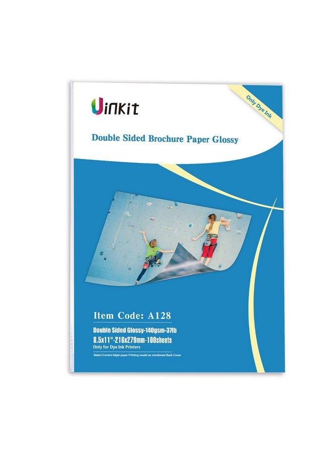 Uinkit 100 Sheets Brochure Paper Glossy Double Sided 8.5X11 Inkjet 37Lb 140Gsm Dye Ink Thin Photo Picture Flyer Calendar Magazine Cd Cover Letter  - Image 1