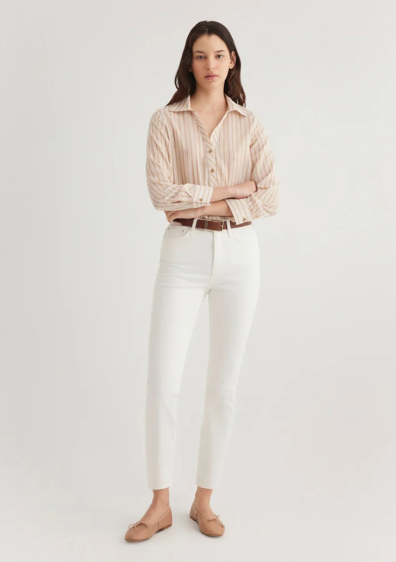 مافي Brown Striped Shirt