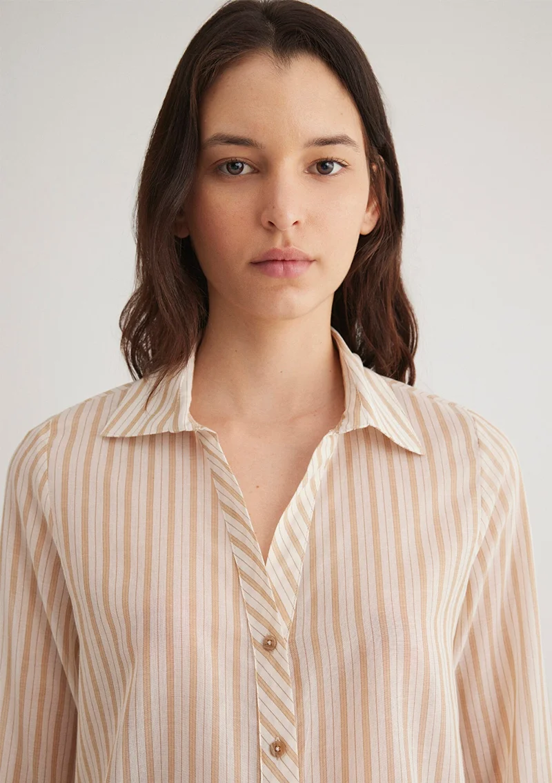 مافي Brown Striped Shirt
