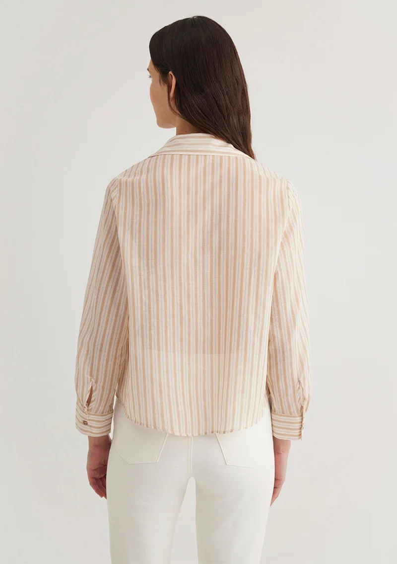 مافي Brown Striped Shirt
