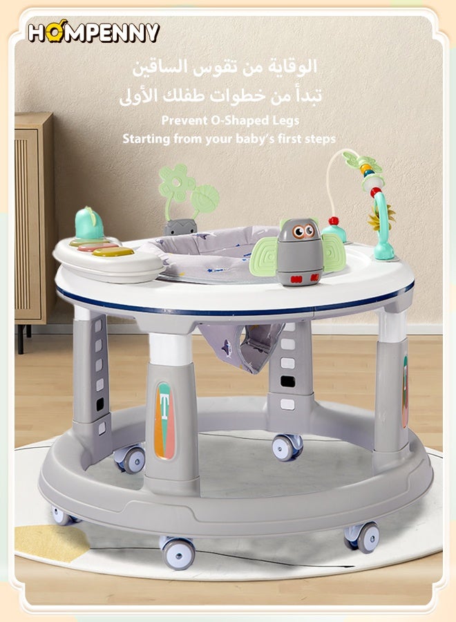 Hompenny Multifunctional Baby Walker｜Widened & Thickened Anti-Rollover Base｜Prevents O-Shaped Legs｜5-Level Height Adjustment｜360° Silent Wheels｜Interactive Music & Toy Panel｜For 6–24 Months - Image 1