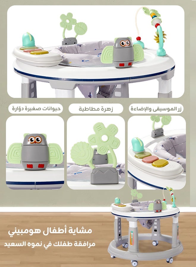 Hompenny Multifunctional Baby Walker｜Widened & Thickened Anti-Rollover Base｜Prevents O-Shaped Legs｜5-Level Height Adjustment｜360° Silent Wheels｜Interactive Music & Toy Panel｜For 6–24 Months - Image 3