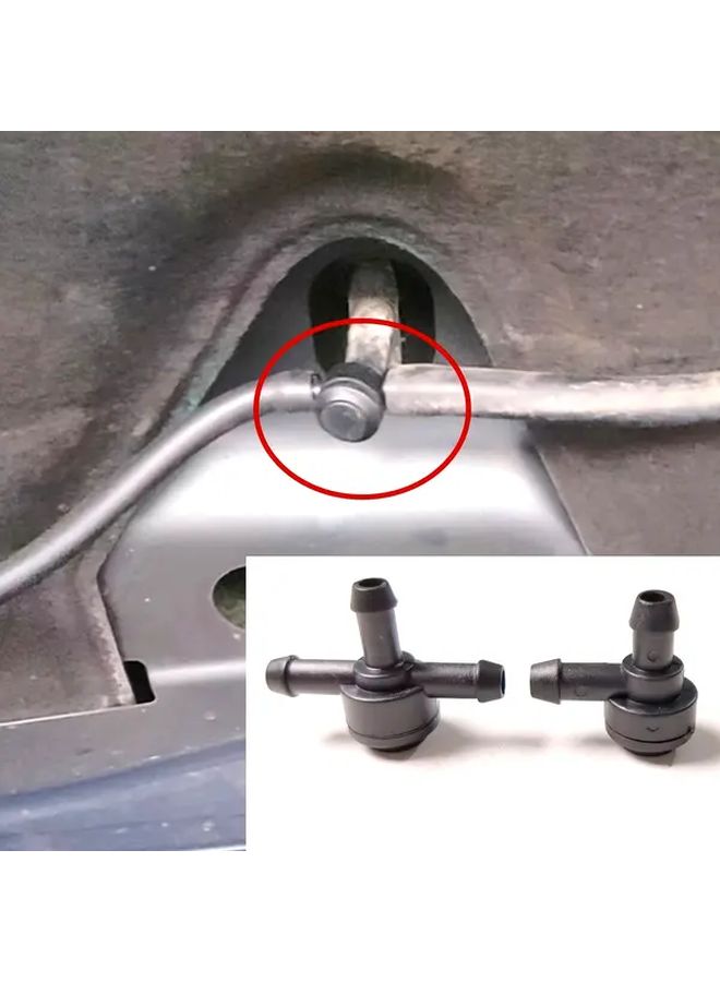 2pcs Black Plastic Windshield Washer Nozzle Check Valve Leak Proof Easy Install - Image 1