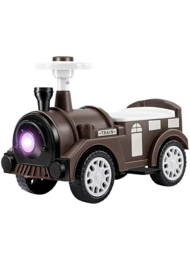 turtees Kids Ride-On Toy Train for Toddlers with Storage Space & Smooth Wheels | Push Car for Boys & Girls | Indoor & Outdoor Ride On Toy | Durable Plastic Baby Ride On (Brown) - Image 1