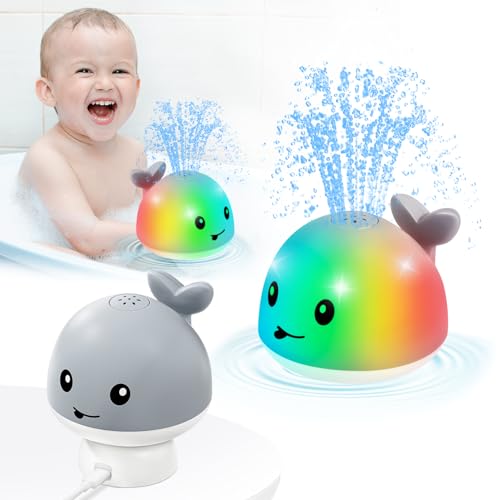 Gigilli Baby Whale Bath Toy Easy Charging Baby Easter Basket Stuffers Bath Toys for Kids Ages 13 Light Up Bath Fountain Toy 61218 Months Toddlers Bathtub Toy Sprinkler Birthday 1 2 3 Gifts - Image 1