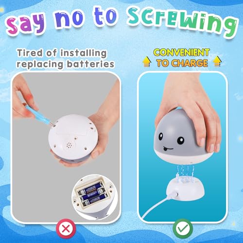 Gigilli Baby Whale Bath Toy Easy Charging Baby Easter Basket Stuffers Bath Toys for Kids Ages 13 Light Up Bath Fountain Toy 61218 Months Toddlers Bathtub Toy Sprinkler Birthday 1 2 3 Gifts - Image 5