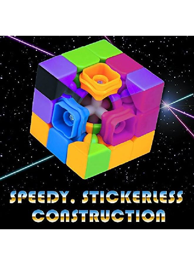 Brybelly - 3 X 3 Stickerless Neon 80S Mod Puzzle Cube Cool Fidget Toy Engineered For Fun & Speed Solving Game & Desk Gadget For Adults And Families Party Favor, Stocking Stuffer, & Stress Relief Activity - Image 1