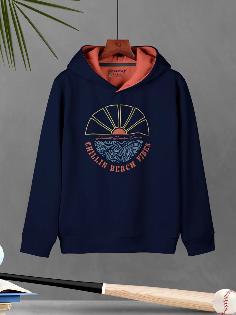 HELLCAT Printed Cotton Blend Hoodie Sweatshirt for Boys - Pack of 2 Bluish Grey/Navy Blue 9-10 Years - Image 3