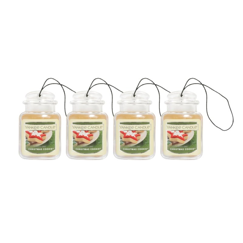 Yankee Candle Car Air Fresheners Hanging Car Jar Ultimate Neutralizes Odors Up To 30 Days Christmas Cookie 096 OZ Pack of 4