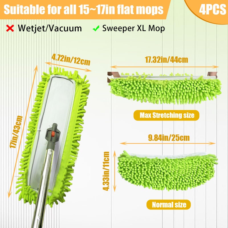 SureOBliss 4PCS XL Dust Mop Pads Compatible with Swiffer XL Sweeper,X-Large Reusable Dry Sweeping Cloths for Swiffer,XL Wet Pads Refills & XL Washable Wet Mopping Cloths for Hardwood Floor/Tile/Marble Cleaning - Image 3
