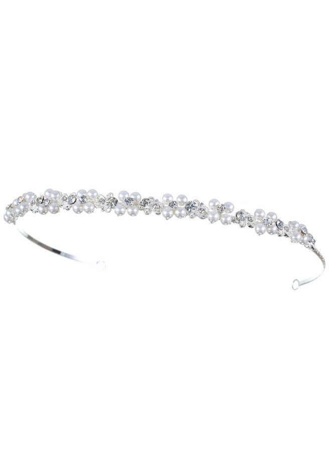 SAMKY Bride'S Bridal Headpiece Wedding Tiara Crown Crystal Pearl Hair Accessories For Woman  - Image 2