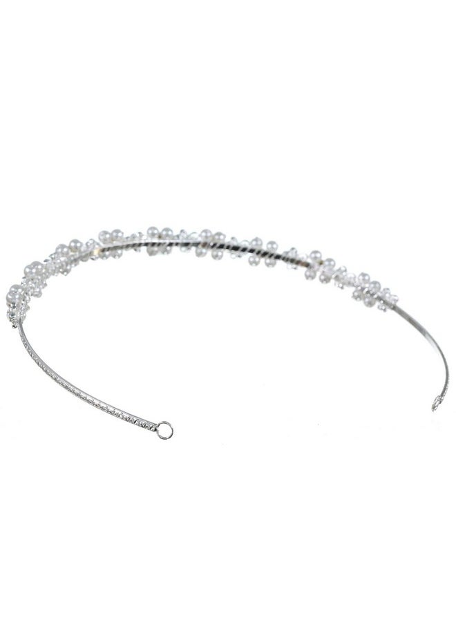 SAMKY Bride'S Bridal Headpiece Wedding Tiara Crown Crystal Pearl Hair Accessories For Woman  - Image 3