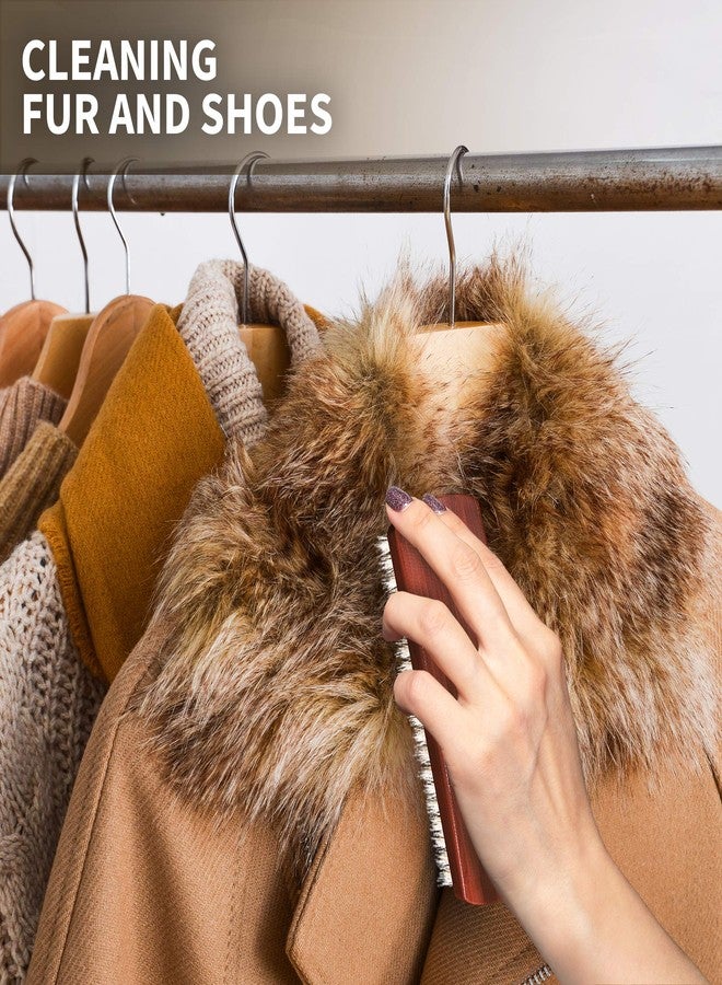 KONEX Dark Wood Lint Brush for Clothes, Cashmere, Handbags - Firm, Compact, Vintage Style - Synthetic Bristles, Beige Wood Handle - Image 4