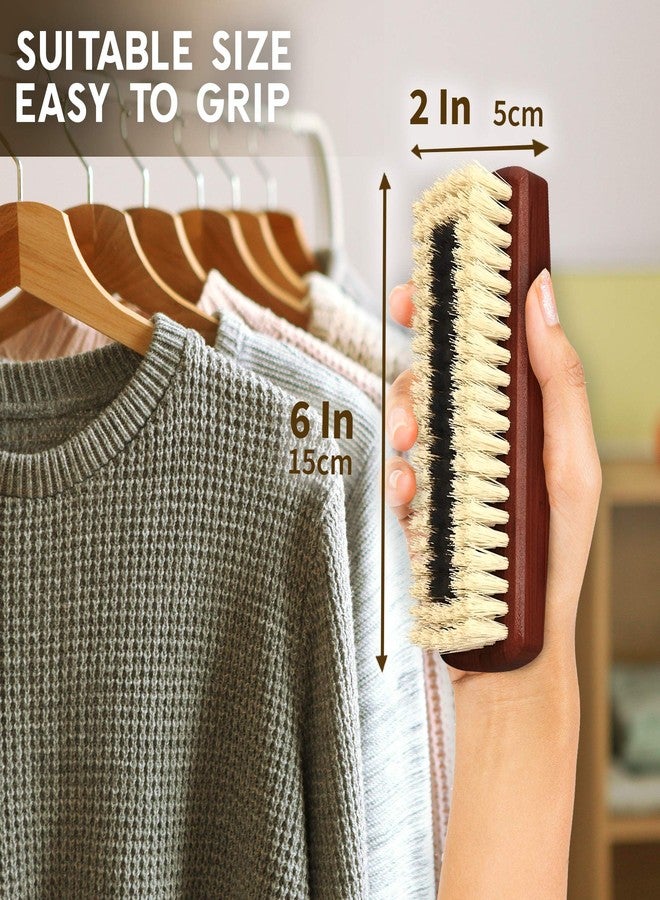 KONEX Dark Wood Lint Brush for Clothes, Cashmere, Handbags - Firm, Compact, Vintage Style - Synthetic Bristles, Beige Wood Handle - Image 3