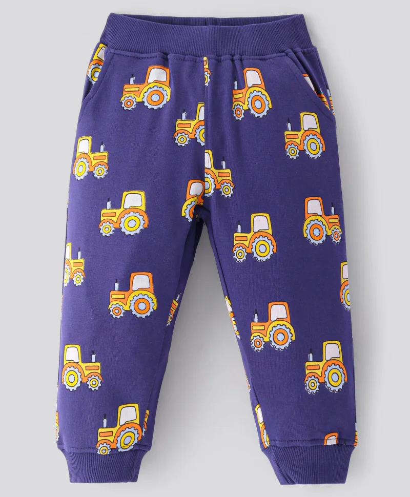 Bonfino Bonifino 100% Cotton French Terry Printed Track pant, Pack Of 2 - Blue/ Orange