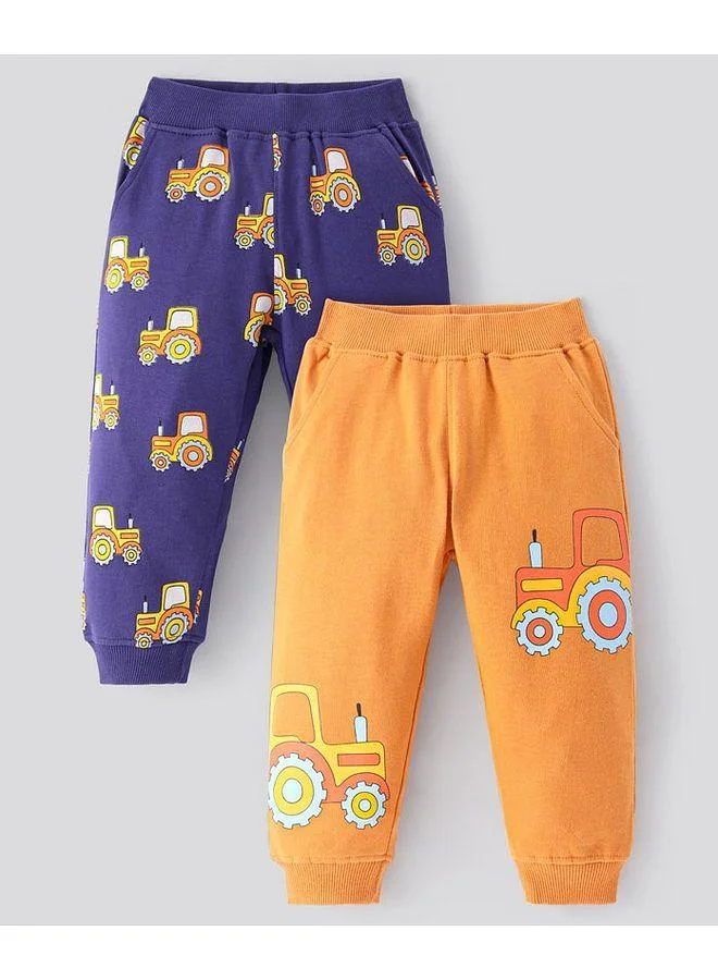 Bonfino Bonifino 100% Cotton French Terry Printed Track pant, Pack Of 2 - Blue/ Orange