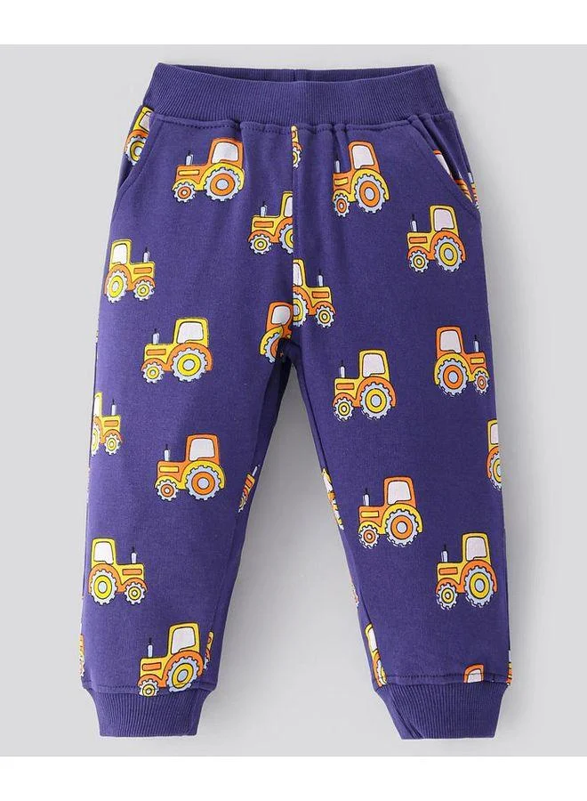 Bonfino Bonifino 100% Cotton French Terry Printed Track pant, Pack Of 2 - Blue/ Orange