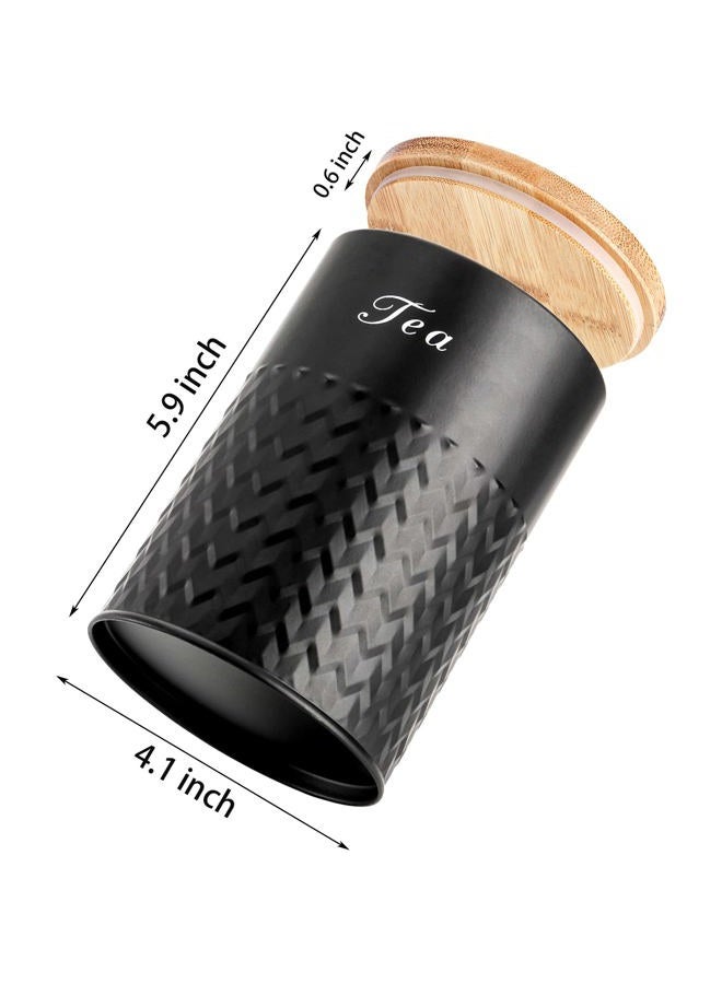 Bekith 3 Pack Kitchen Canisters with Bamboo Lids, Airtight Metal Canister Set, Food Storage Containers Jars for Coffee, Sugar, Tea, Flour, Rustic Kitchen Decor Containers, Black - Image 3