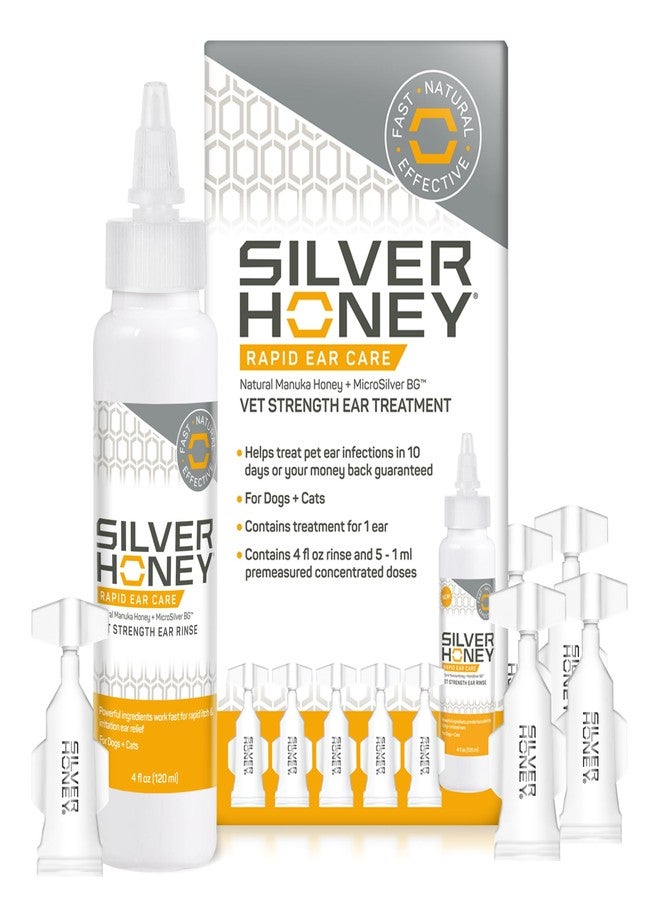 Absorbine Silver Honey Rapid Ear Care Vet Strength Ear Cleaner + Infection Treatment, 10-Day Regimen for 1 Ear, Safe for Dogs & Cats, Medical Grade Manuka Honey & MicroSilver BG - Image 1