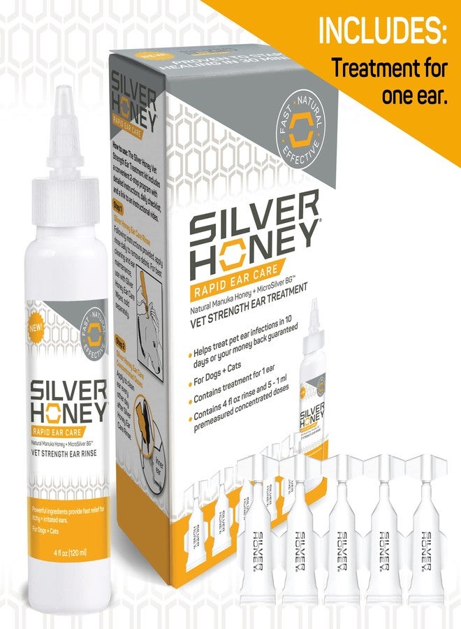Absorbine Silver Honey Rapid Ear Care Vet Strength Ear Cleaner + Infection Treatment, 10-Day Regimen for 1 Ear, Safe for Dogs & Cats, Medical Grade Manuka Honey & MicroSilver BG - Image 3