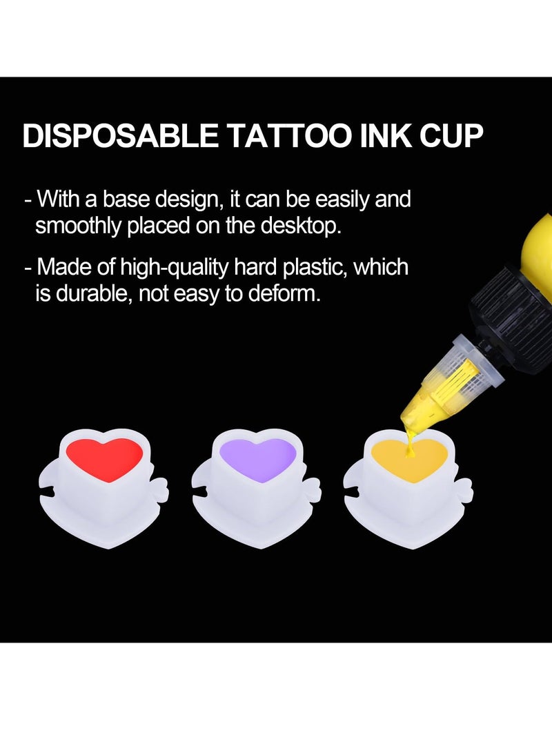 Painting Ink Caps, 200 PCS Heart Shaped Draw Ink Cups, Spliceable Disposable Pigment Caps Plastic Ink Caps with Base Ink Caps for Permanent Makeup Painting Supplies (White) - Image 4