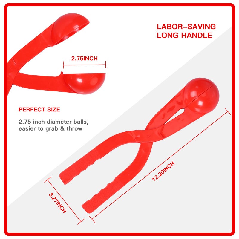 Max Fun 4 Pack Snowball Maker Snow Ball Toys Games with Handle for Kids Outdoor Indoor Winter Snowball Fight Maker Tool Clip with Drawstring Bag - Image 3