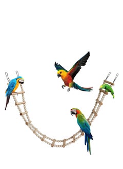 Bird Parakeet Ladder Toys, Natural Wooden Step Ladder Bird Ladder, Pet Bird Cage Accessories, Wood Climbing Ladders for Hamster Squirrel Sugar Gliders Entertainment, 16 Ladders, 36.6x3.14 Inches
