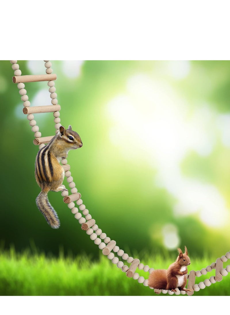 SYOSI - Bird Parakeet Ladder Toys, Natural Wooden Step Ladder Bird Ladder, Pet Bird Cage Accessories, Wood Climbing Ladders for Hamster Squirrel Sugar Gliders Entertainment, 16 Ladders, 36.6x3.14 Inches - Image 1
