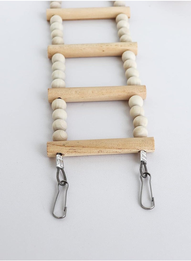 SYOSI - Bird Parakeet Ladder Toys, Natural Wooden Step Ladder Bird Ladder, Pet Bird Cage Accessories, Wood Climbing Ladders for Hamster Squirrel Sugar Gliders Entertainment, 16 Ladders, 36.6x3.14 Inches - Image 1