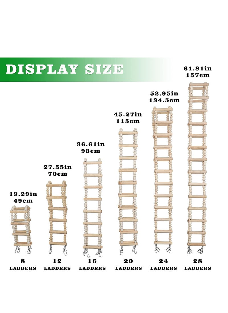 SYOSI - Bird Parakeet Ladder Toys, Natural Wooden Step Ladder Bird Ladder, Pet Bird Cage Accessories, Wood Climbing Ladders for Hamster Squirrel Sugar Gliders Entertainment, 16 Ladders, 36.6x3.14 Inches - Image 1