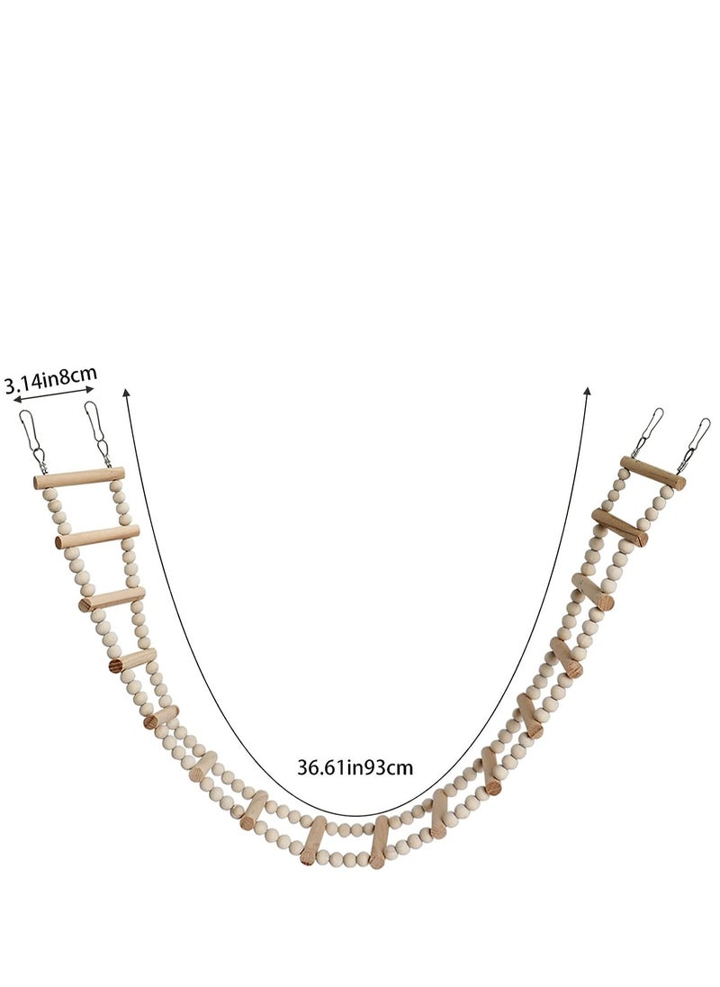 SYOSI - Bird Parakeet Ladder Toys, Natural Wooden Step Ladder Bird Ladder, Pet Bird Cage Accessories, Wood Climbing Ladders for Hamster Squirrel Sugar Gliders Entertainment, 16 Ladders, 36.6x3.14 Inches - Image 1