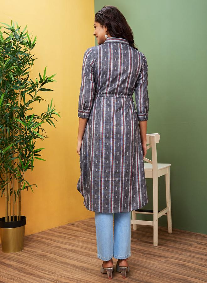 Globus Women Black Shirt Collar Regular Kurta - Image 3