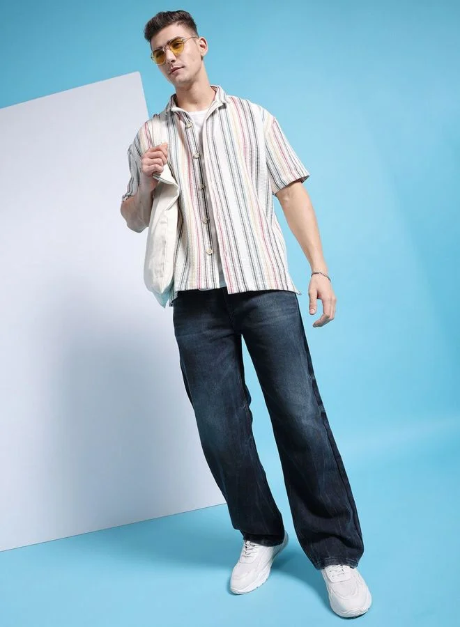 The Indian Garage Co Men Baggy Solid Mid-Rise Stretchable Jeans