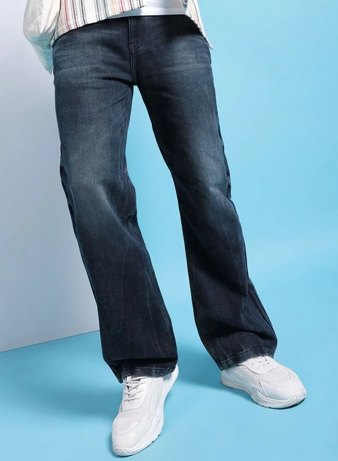 The Indian Garage Co Men Baggy Solid Mid-Rise Stretchable Jeans