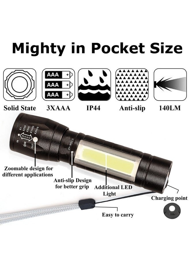 Care4 رعاية 4 مصباح يدوي LED عالي الجودة مع ضوء COB مصباح LED صغير مقاوم للماء محمول مصباح LED XPE COB قابل للشحن عبر USB 3 أوضاع مصباح ضوء مع مشبك قلم وحبل تعليق حجم صغير باللون الأسود - Image 5