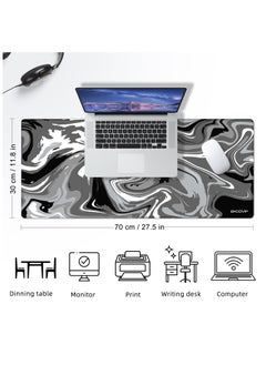 excovip Large Gaming Mouse Pad Anti-Skid Mousepad Large Keyboard Mouse Pad Desk Mat with Stitched Edges 700x300mm Grey and Black  - Image 4