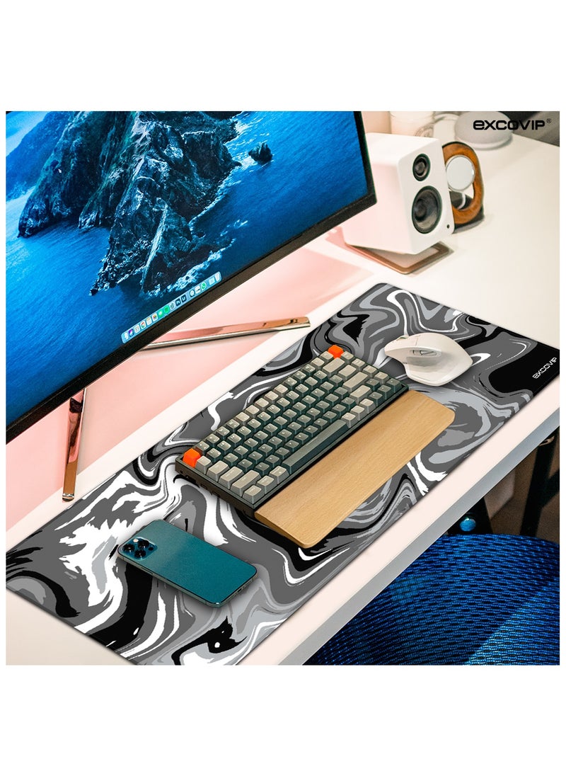 excovip - Large Gaming Mouse Pad Anti-Skid Mousepad Large Keyboard Mouse Pad Desk Mat with Stitched Edges 700x300mm Grey and Black - Image 1