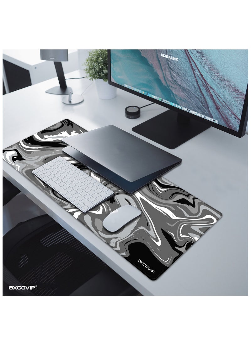 excovip - Large Gaming Mouse Pad Anti-Skid Mousepad Large Keyboard Mouse Pad Desk Mat with Stitched Edges 700x300mm Grey and Black - Image 1
