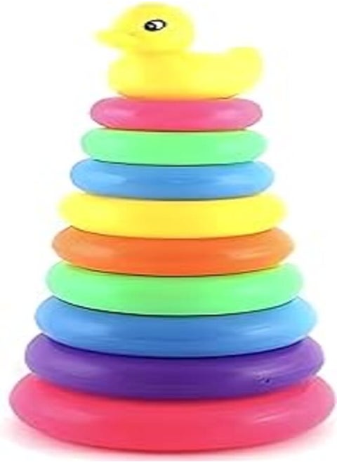 Rock a TOYS Ring Stacking with a Duck Toy Baby Rainbow ring