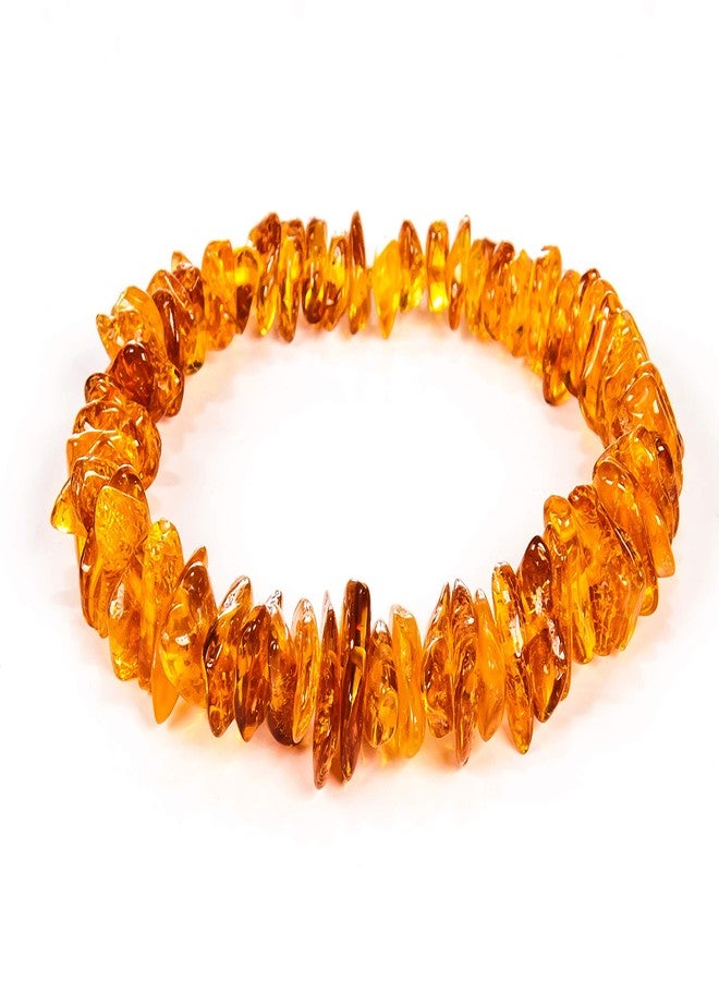 AMBERAGE Natural Baltic Amber Bracelet for Adults (Women/Men) - Hand made From Polished/Certified Baltic Amber Beads(4 Colors) (HONEY) - Image 1